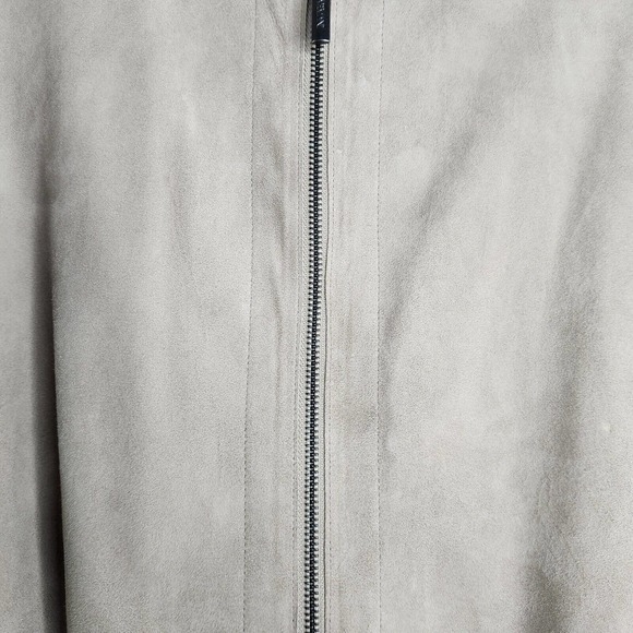 Armani Collezione Tan Brown Suede Leather Zip Front Jacket Knit Insets Size 44 - Picture 3 of 16
